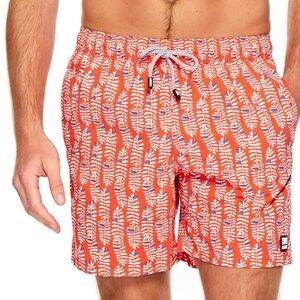 Men’s Tom & Teddy Paprika & Blue Rowan CLASSIC SWIM SHORTS Size Large